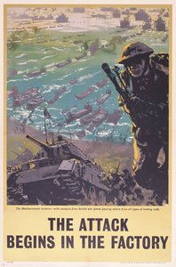 Angrebet begynder i fabrikken, WWII plakat, 1943