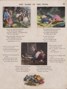 The Babes In The Wood (farvet gravering) af English School