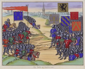 Die Schlacht von Rosebecque (farbige Gravur)