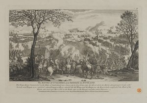 Slaget ved Culloden, nær Inverness i Skotland, udgivet af Bowles og Carver, 1746 af English School