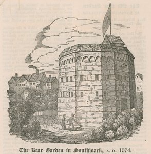 The Bear Garden i Southwark, London, 1574 AD af English School