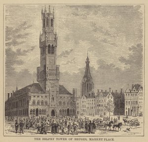 Klokketårnet i Brugge, markedsplads (gravering) af English School
