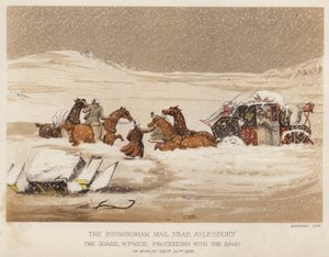 Birmingham-posten, nær Aylesbury, vagten W Price, fortsætter med poserne (farve litho) af English School