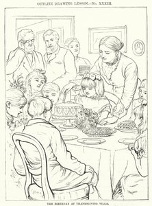 Fødselsdagen i Thanksgiving Villa (gravering) af English School