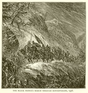 De sorte prinser går gennem Roncesvalles, 1356 af English School