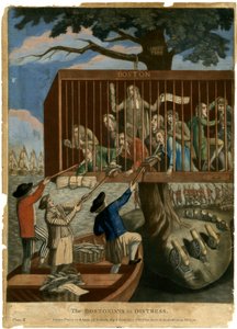Bostonianerne i nød, 1774 af English School
