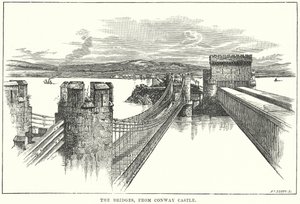 Broerne, set fra Conway Castle (kobberstik) af English School