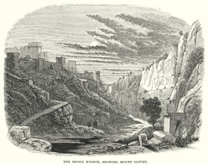 The Brook Kidron, der viser Olivenbjerget (gravering) af English School