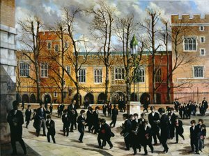 The Burning Bush på toppen af Common Lane, med udsigt over New Schools, Eton College, ca. 1935 af English School