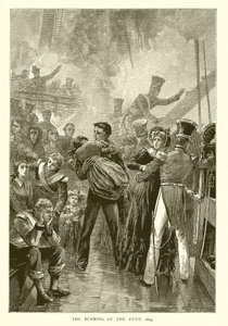 The Burning of the Kent, 1825 af English School