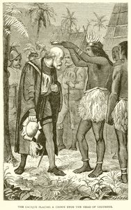 Cacique sætter en krone på Columbus hoved af English School