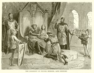 Ceremoni for feudal hyldest, 12. århundrede af English School