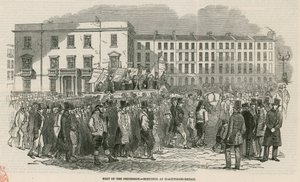 Chartistmødet på Kennington Common i 1848, en del af processionen - skitseret ved Blackfriars Bridge af English School