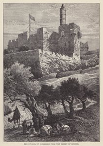 Citadellet i Jerusalem fra Hinnom-dalen (gravering) af English School