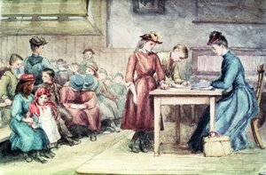 The Classroom, ca. 1880 (wc på papir) af English School