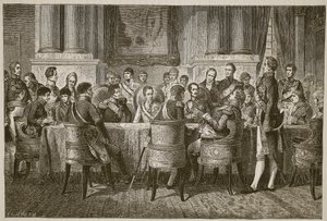 The Congress of Vienna, illustration fra Cassells Illustrated History of England (sepia foto) af English School