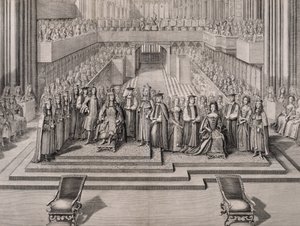 Kroningen af kong Jakob II (1633-1701) og hans anden hustru Maria af Modena (1658-1718) 1685 af English School