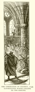 Stephens kroning, 1135. Indviet oblat falder til jorden