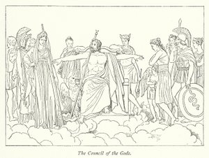 The Council of the Gods (litho) af English School