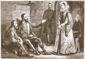 Grevinden af Reux besøger De Bray og La Grange i fængslet, illustration fra The History of Protestantism af James Aitken Wylie (1808-1890), pub. 1878 af English School