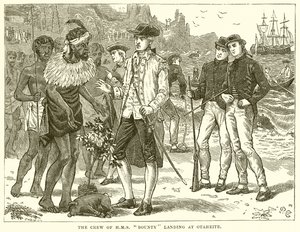Besætningen på H.M.S. Bounty Landing ved Otaheite af English School