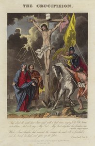 Jesu Kristi korsfæstelse (farvet indgravering) af English School