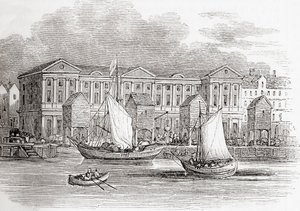 The Custom House, London, England, som det så ud før den store brand, fra Old England: A Pictorial Museum, pub. 1847 af English School