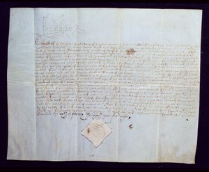 Dødskendelsen til Thomas Howard, 4. hertug af Norfolk, underskrevet af dronning Elizabeth I, 1572 (blæk på vellum) af English School
