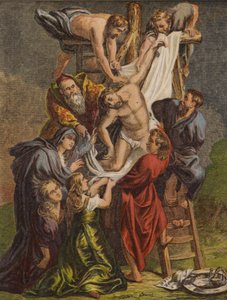 Nedstigningen fra korset (chromolitho) af English School
