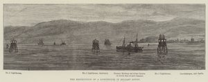 Ødelæggelsen af et fyrtårn i Belfast Lough (gravering) af English School
