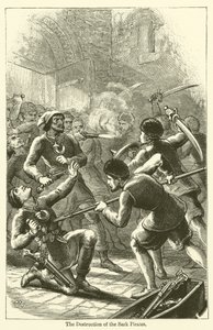 Sark-piraternes ødelæggelse (gravering) af English School