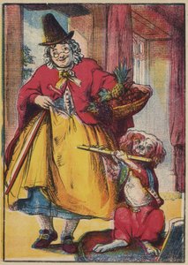 Hunden, der spiller fløjte (farvelitografi) af English School