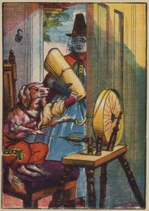 Hunden, der spinder (farvelitografi) af English School