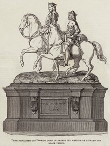 "The Doncaster Cup", Kong John af Frankrig ført til fange af Edward den Sorte Prins (gravering) af English School