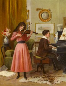 The Duet (farvelitografi) af English School