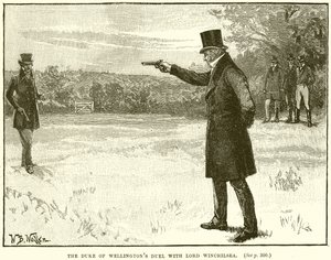 The Duke of Wellingtons Duel med Lord Winchilsea af English School