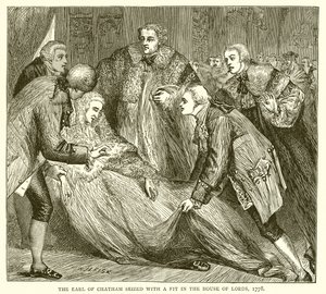 Jarlen af Chatham blev grebet af et anfald i House of Lords, 1778 af English School