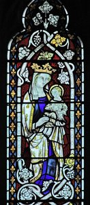 Østvinduet (Ew) forestiller jomfruen og barnet af English School