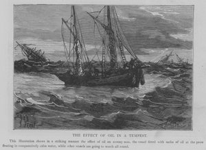 Virkningen af olie i en storm (gravering) af English School