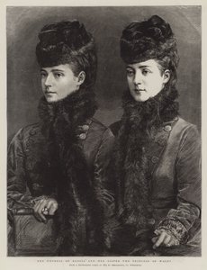 Kejserinden af Rusland og hendes søster prinsessen af Wales (gravering) af English School