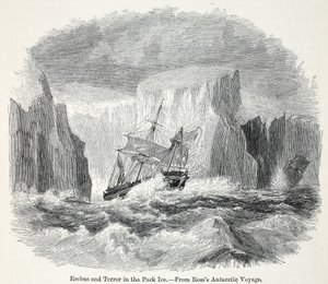Erebus og terroren blandt isbjerge af English School