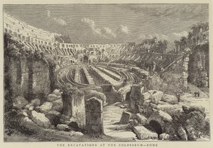 Udgravningerne ved Colosseum, Rom (gravering) af English School