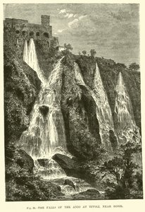 The Falls of the Anio at Tivoli, near Rome  af English School