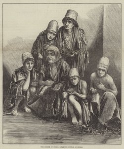 Hungersnøden i Persien, udsultede mennesker ved Shiraz (gravering) af English School