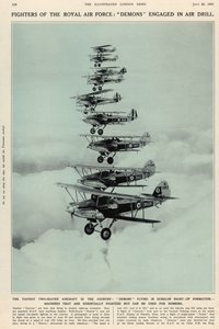 Det hurtigste tosædede fly i landet: Dæmoner, der flyver i formation til højre op, fra The Illustrated London News Royal Naval and Military Number, 20. juli 1935 af English School