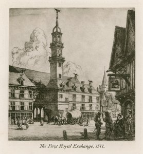 The First Royal Exchange, London, 1571 af English School
