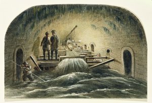 The Fleet Sewer, ca. 1840 (wc på papir) af English School