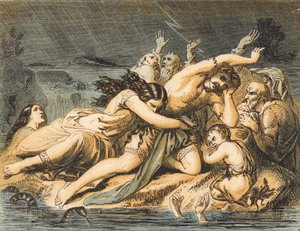 Syndfloden (farvet indgravering) af English School