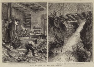 Die Überschwemmungen in Monmouthshire (Gravur) von English School