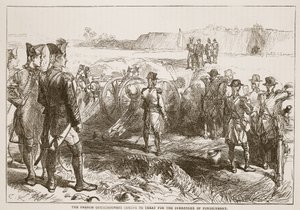 De franske kommissærer kommer for at behandle Pondicherrys overgivelse, illustration fra Cassells Illustrated History of India af James Grant, pub. 1879 af English School